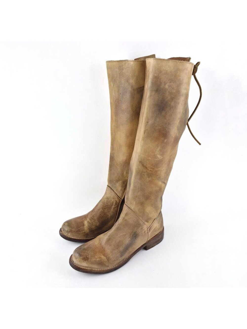 Bed Stu Manchester Tan Distressed Leather Knee High Riding Boots Women's Size 7